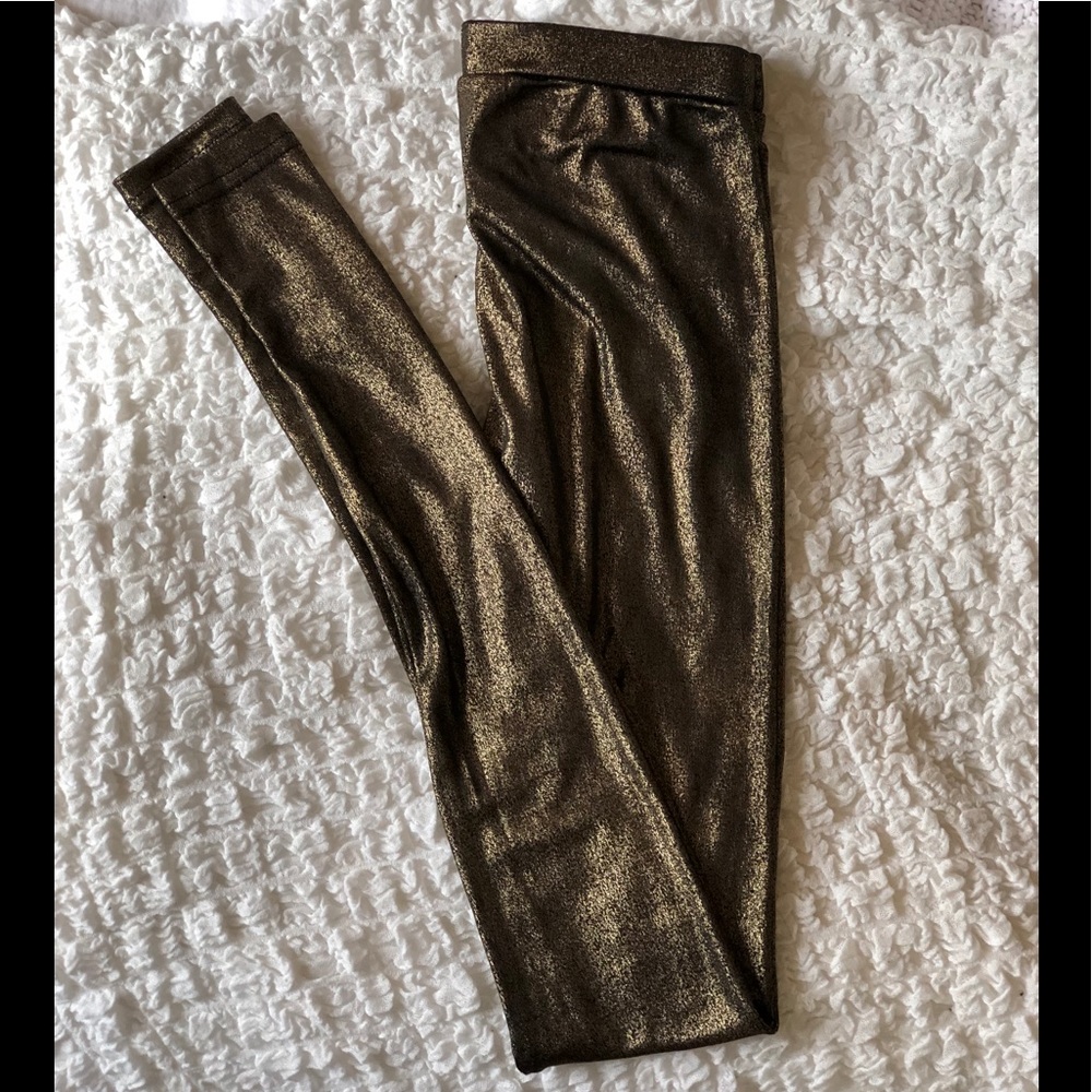 Gold Sparkles on Black Leggings